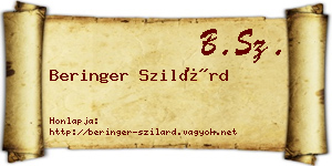 Beringer Szilárd névjegykártya